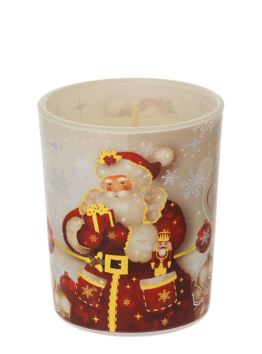 Bicchiere con candela profumata 70gr - babbo natale bianco (fragranza vaniglia)